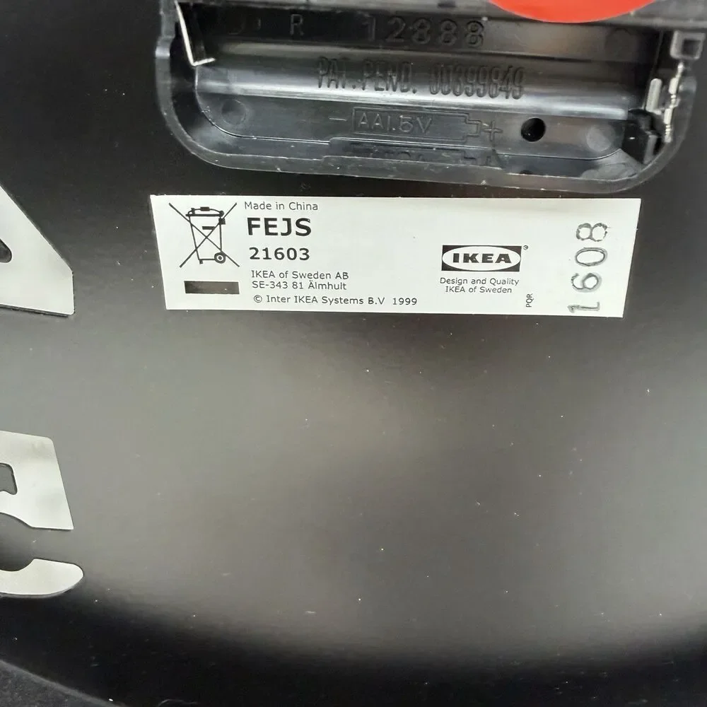 *READ* Vintage 1999 Ikea FEJS Wall Clock: Black Steel with Cutout Numbers